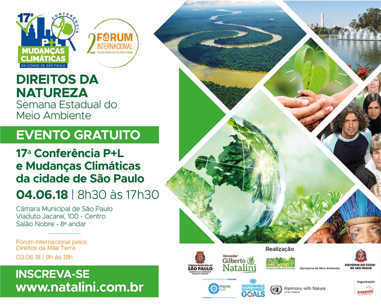 São Paulo realizará a 17ª Conferência de Produção Mais Limpa e Mudanças Climáticas  e o 2º Fórum Internacional da Mãe Terra